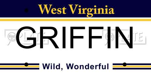 GRIFFIN West Virginia License Plate
