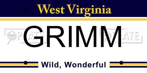 GRIMM West Virginia License Plate