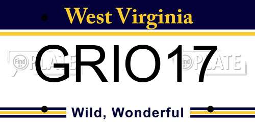GRIO17 West Virginia License Plate