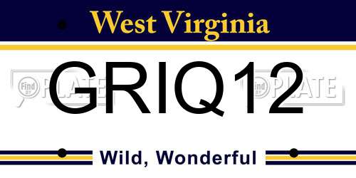 GRIQ12 West Virginia License Plate
