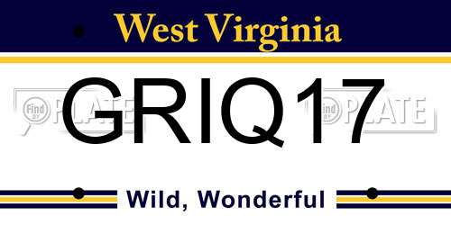 GRIQ17 West Virginia License Plate