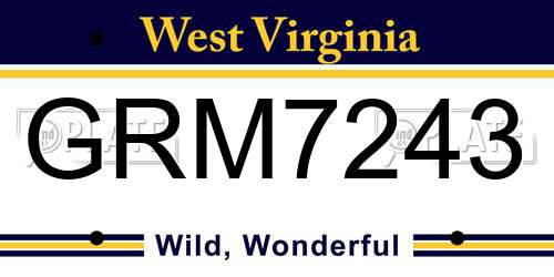 GRM7243 West Virginia License Plate