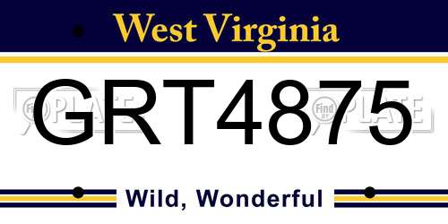 GRT4875 West Virginia License Plate