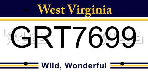 GRT7699 West Virginia License Plate