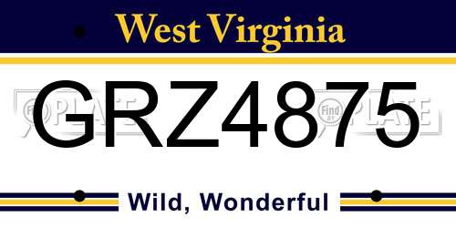 GRZ4875 West Virginia License Plate