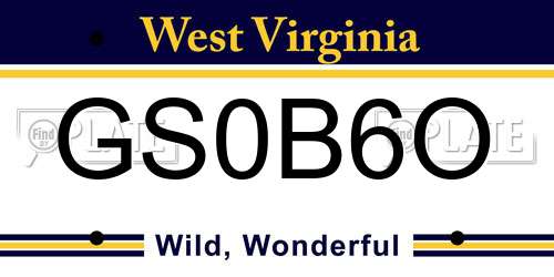 GS0B6O West Virginia License Plate