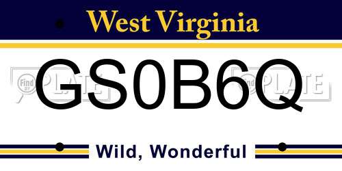 GS0B6Q West Virginia License Plate