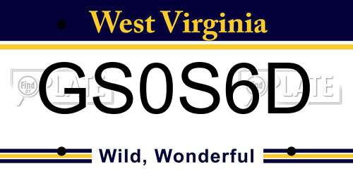 GS0S6D West Virginia License Plate