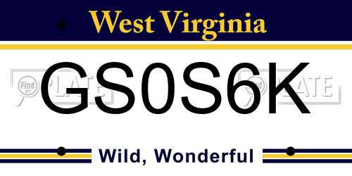 GS0S6K West Virginia License Plate