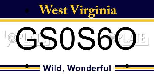 GS0S6O West Virginia License Plate