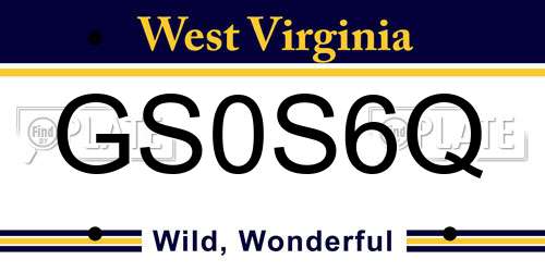 GS0S6Q West Virginia License Plate