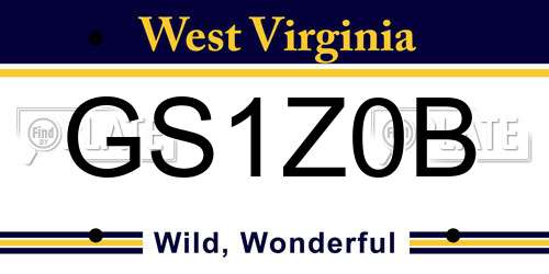 GS1Z0B West Virginia License Plate