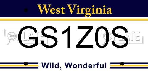GS1Z0S West Virginia License Plate