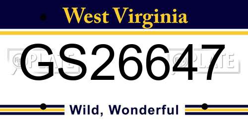 GS26647 West Virginia License Plate