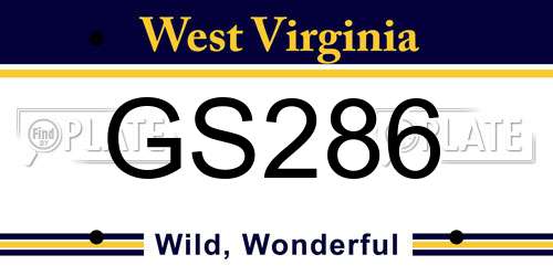 GS286 West Virginia License Plate