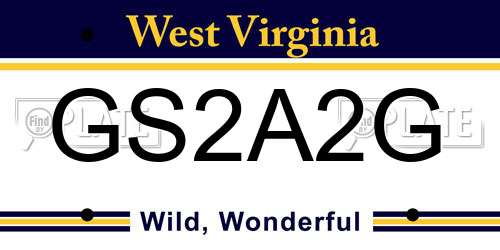 GS2A2G West Virginia License Plate