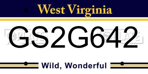 GS2G642 West Virginia License Plate