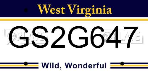 GS2G647 West Virginia License Plate
