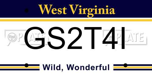 GS2T4I West Virginia License Plate