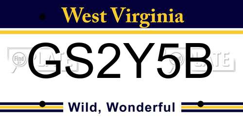 GS2Y5B West Virginia License Plate