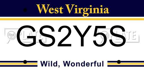 GS2Y5S West Virginia License Plate