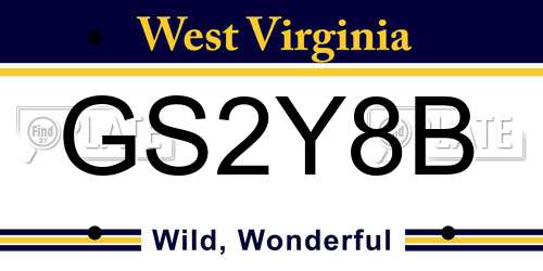 GS2Y8B West Virginia License Plate