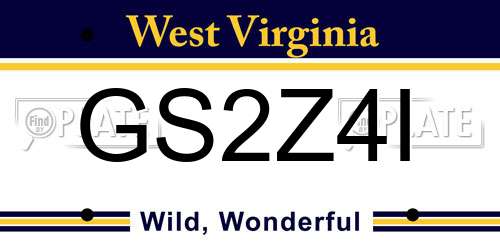 GS2Z4I West Virginia License Plate
