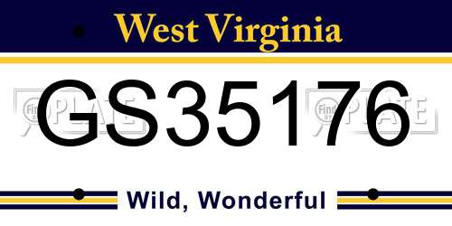 GS35176 West Virginia License Plate