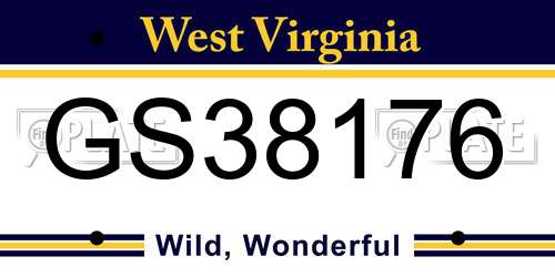 GS38176 West Virginia License Plate