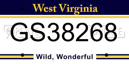 GS38268 West Virginia License Plate