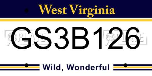 GS3B126 West Virginia License Plate