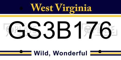 GS3B176 West Virginia License Plate