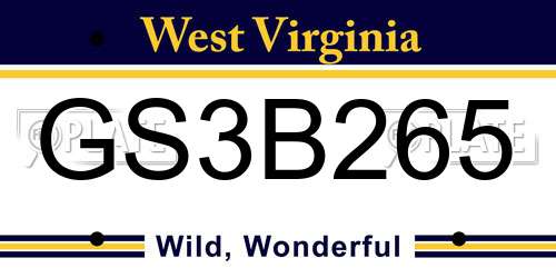GS3B265 West Virginia License Plate