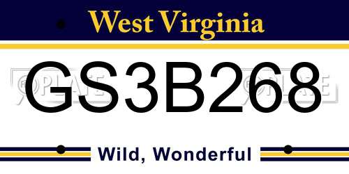 GS3B268 West Virginia License Plate