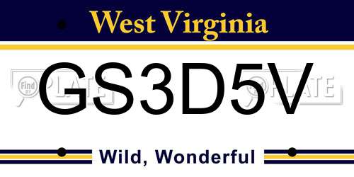 GS3D5V West Virginia License Plate