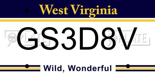 GS3D8V West Virginia License Plate