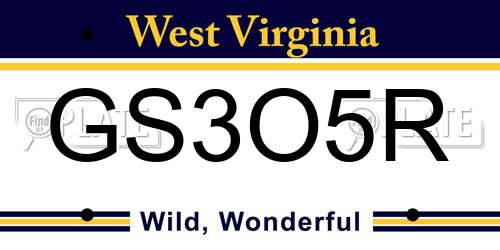 GS3O5R West Virginia License Plate
