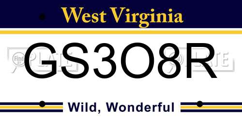 GS3O8R West Virginia License Plate