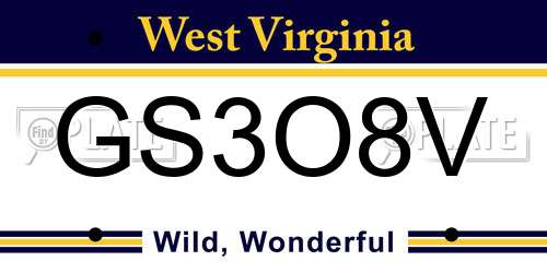 GS3O8V West Virginia License Plate