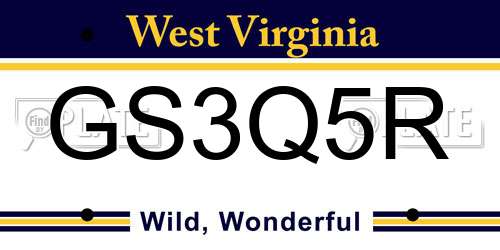 GS3Q5R West Virginia License Plate