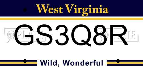 GS3Q8R West Virginia License Plate