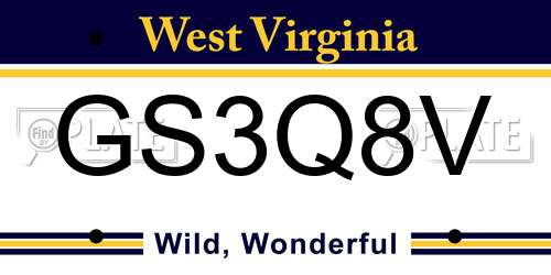 GS3Q8V West Virginia License Plate