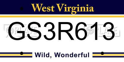 GS3R613 West Virginia License Plate