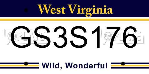 GS3S176 West Virginia License Plate