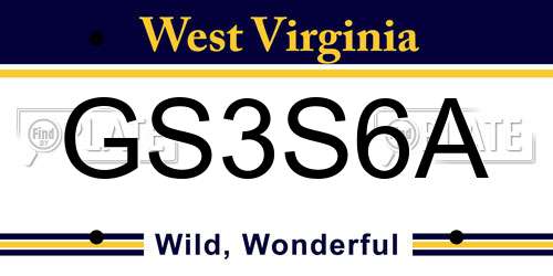 GS3S6A West Virginia License Plate