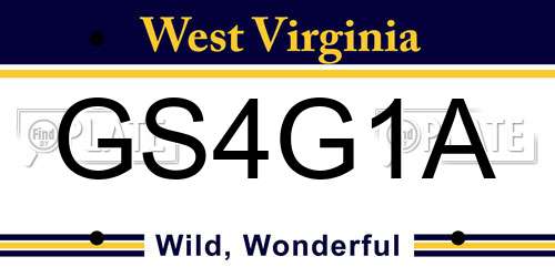 GS4G1A West Virginia License Plate