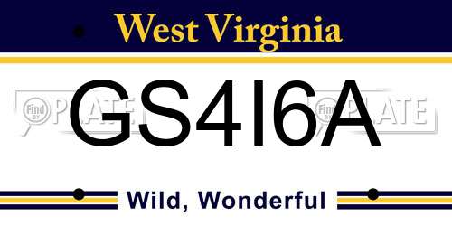 GS4I6A West Virginia License Plate