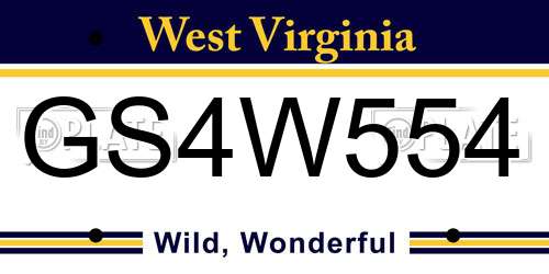 GS4W554 West Virginia License Plate
