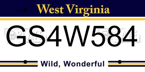 GS4W584 West Virginia License Plate