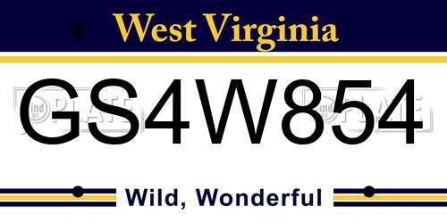 GS4W854 West Virginia License Plate